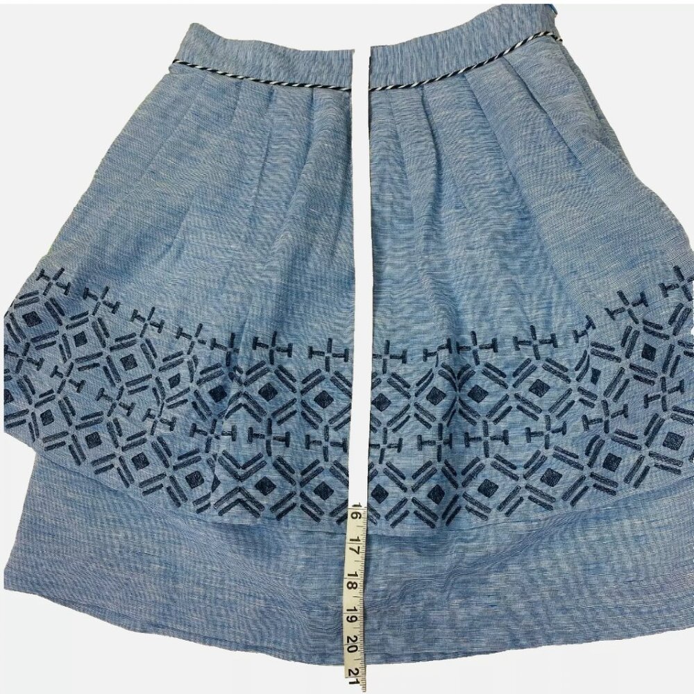 Odille Anthropologie Y2K Alpine Dreams Tiered Skirt Linen Blend Preppy Vintage - Picture 12 of 13